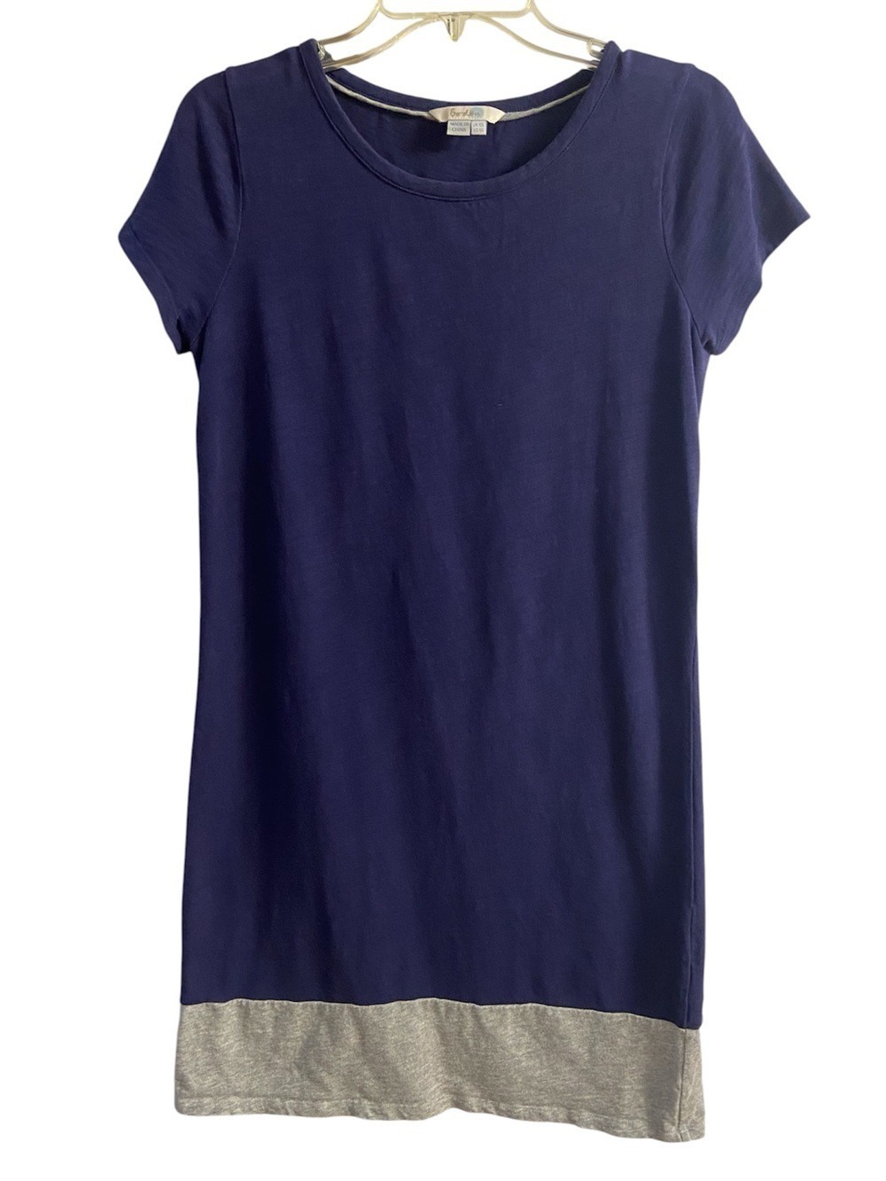 Boden Navy Crewneck Short Sleeve Dress with grey Trim Sz 6